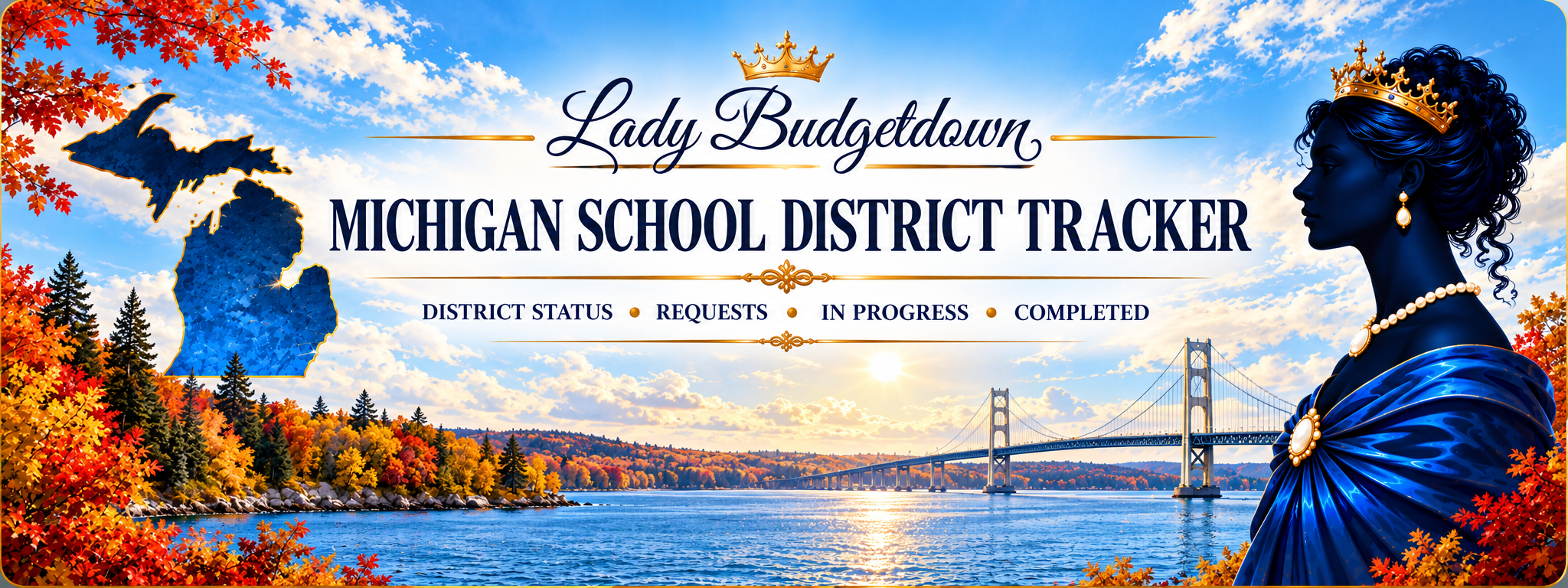 Lady Budgetdown Michigan School District Tracker banner